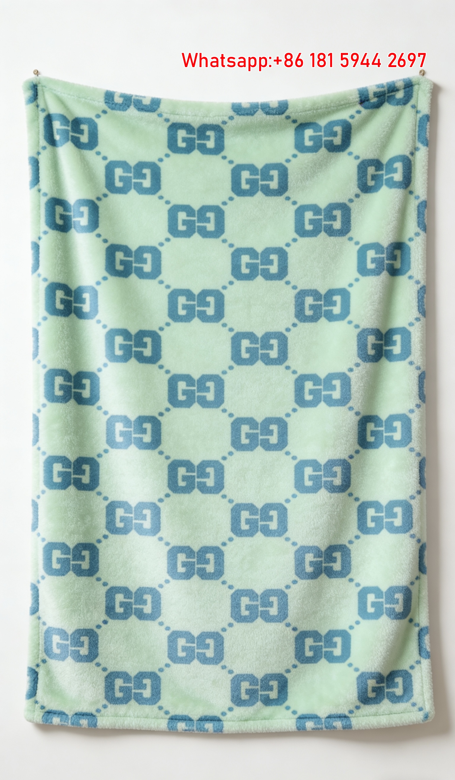 Gucci GG Monogram Mint Teal Flannel Blanket Fresh Decor Throw blankets IMG_2619
